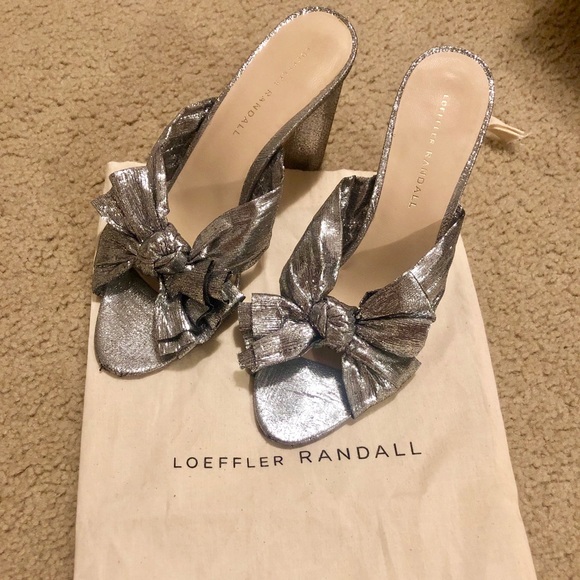 loeffler randall penny pleated metallic slide sandals